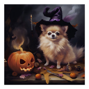 Pomeranian-Kürbisse Halloween Gruselig Poster