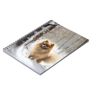 Pomeranian Lass es schneien Weihnachten Notizblock