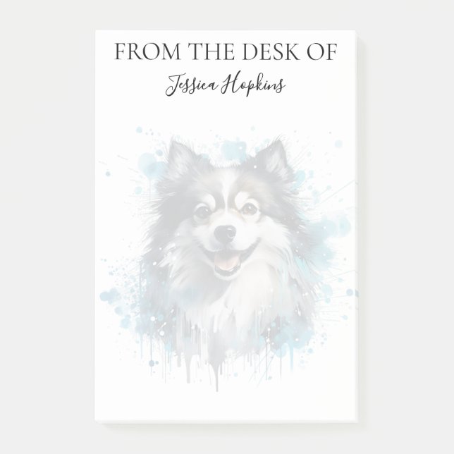 Pomeranian-Liebhaber mit Monogramm-Hund  Post-it Klebezettel (Vorderseite)