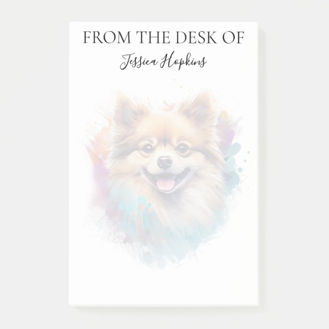 Pomeranian-Liebhaber mit Monogramm-Hund  Post-it Klebezettel (Vorderseite)
