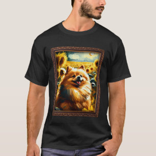Pomeranian-Malerei-Sonnenblume-Blume-Mutter-Frauen T-Shirt