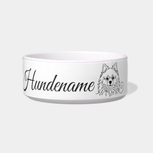 Pomeranian Minimalist Line Art personalized bowl Napf