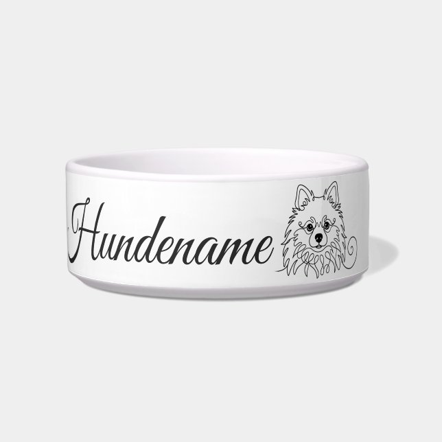 Pomeranian Minimalist Line Art personalized bowl Napf (Vorderseite)