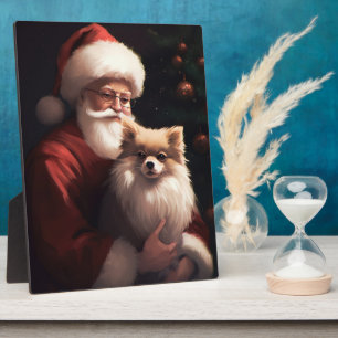 Pomeranian mit Weihnachtsmann Festive Weihnachten Fotoplatte