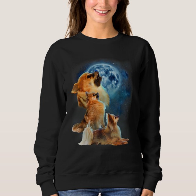 Pomeranian   Pomeranian Howling at the Moon Sweatshirt (Vorderseite)