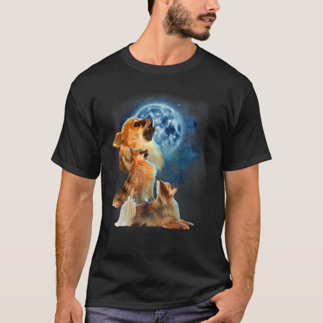 Pomeranian   Pomeranian Howling at the Moon T-Shirt (Vorderseite)