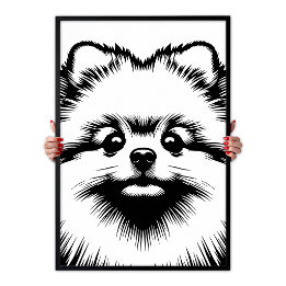 Pomeranian Pop Art Weiß & Schwarz Chic Ästhetik Poster