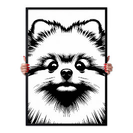 Pomeranian Pop Art Weiß & Schwarz Chic Ästhetik Poster