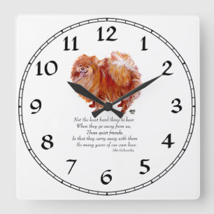 Pomeranian Rainbow Bridge Quadratische Wanduhr