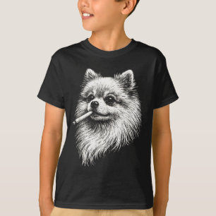 Pomeranian-Raucher-Meme-Hund-Illustration T-Shirt