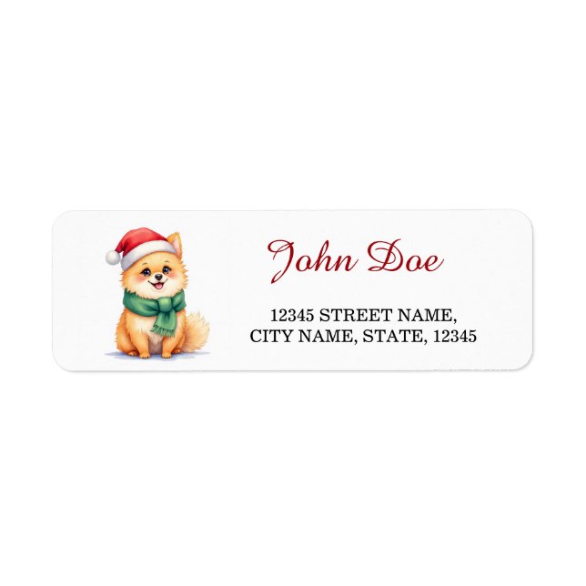 Pomeranian Santa Hat Christmas Return Address (Vorne)
