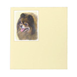 Pomeranian Schwarz und Braun Malerei Originale Hun Notizblock