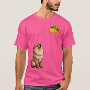 Pomeranian starrt auf Taco Pomeranian T-Shirt