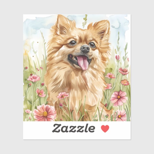 Pomeranian Sticker – Watercolor Design (Blatt)