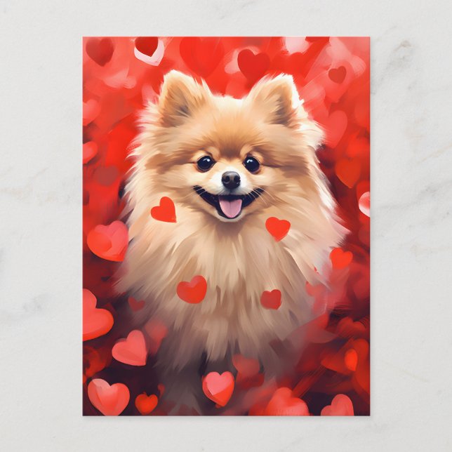 Pomeranian Valentinstag Postkarte (Vorderseite)
