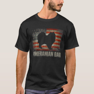 Pomeranian-Vater Vintage-amerikanische Flagge Patr T-Shirt