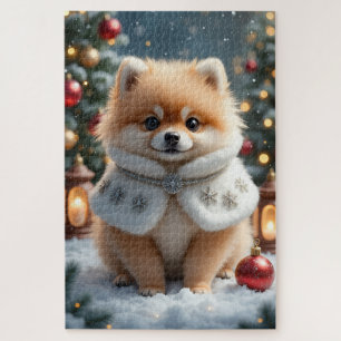 Pomeranian-Weihnachtskunst Puzzle