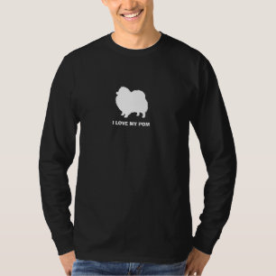 Pomeranian Weiße Silhouette mit individuellem Text T-Shirt