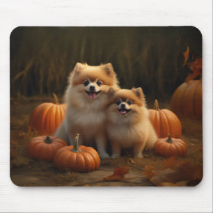 Pomeranian Welpe Herbstfreude Kürbis Mousepad