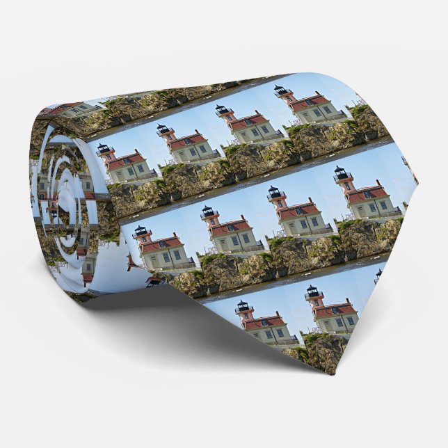 Pomham Rocks Lighthouse, Rhode Island Mens Krawatt Krawatte (Gerollt)
