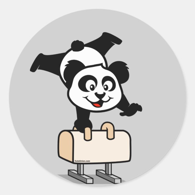 Pommel Horse Panda Runder Aufkleber (Vorderseite)