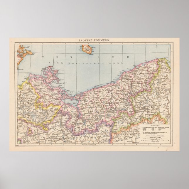 Pommern Atlas Karte Poster (Vorne)