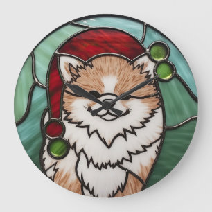 Pommern Buntglas Weihnachten Große Wanduhr