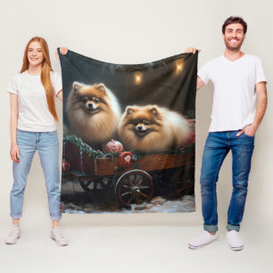 Pommernischer Schneeschlitten Weihnachtsdekoration Fleecedecke