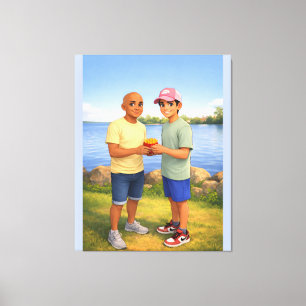 Pommes frites am See teilen Leinwanddruck