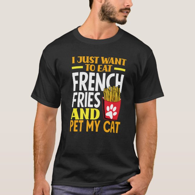 Pommes-Frites-Katze Pommes Frites T-Shirt (Vorderseite)