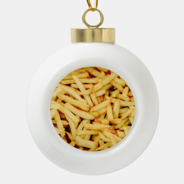 Pommes-Frites Keramik Kugel-Ornament (Vorderseite)