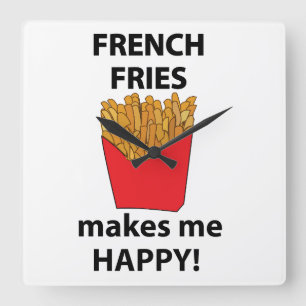 Pommes Frites Macht Mich Glücklich Pommes Frites Quadratische Wanduhr