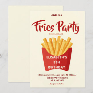 Pommes-Frites-Restaurant-Geburtstags-Einladung Einladung