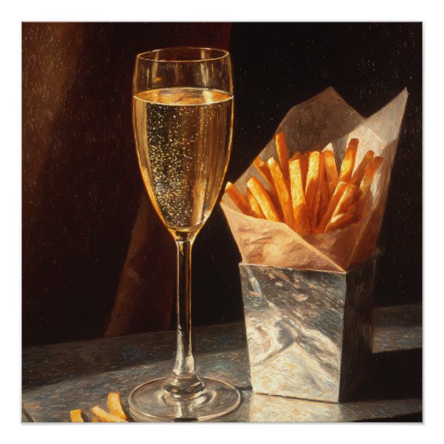 Pommes frites und Champagner Poster (Vorderseite)