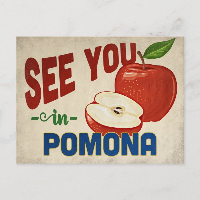 Pomona California Apple - Vintage Travel Postkarte (Vorderseite)
