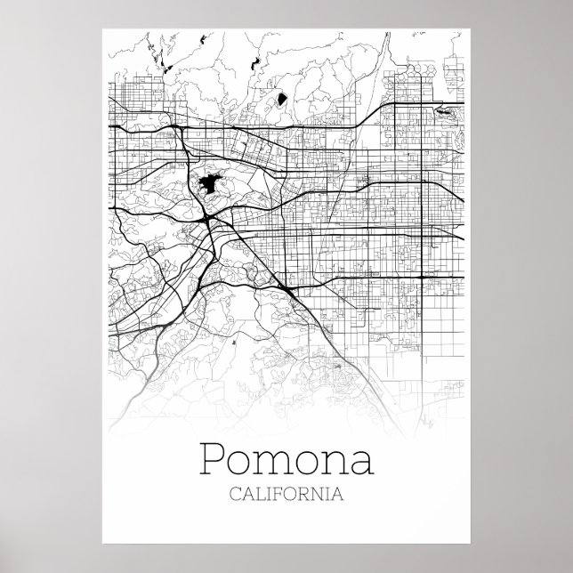 Pomona Map - Kalifornien - City Map Poster (Vorne)