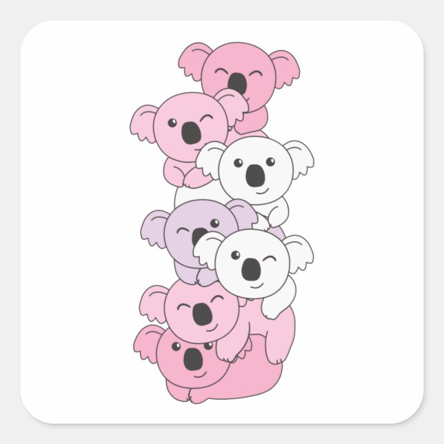 Pomosexual Flag Pride Lgbtq Niedlich Koala Pile Sq Quadratischer Aufkleber (Vorderseite)