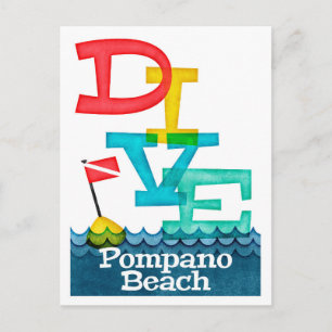 Pompano Beach Dive - farbenfrohe Scuba Postkarte