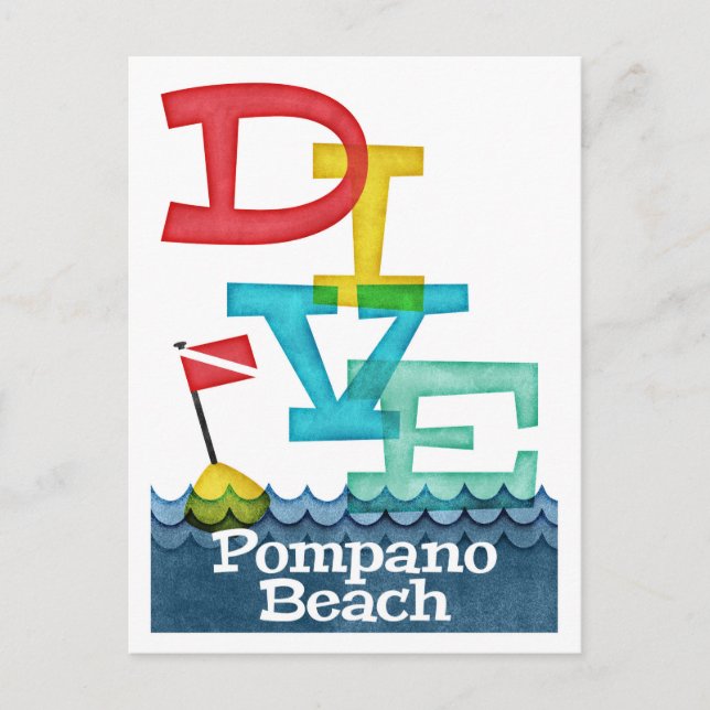 Pompano Beach Dive - farbenfrohe Scuba Postkarte (Vorderseite)