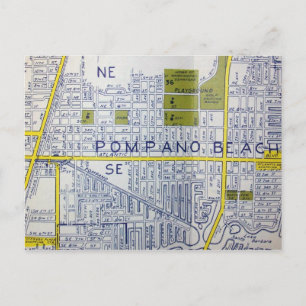 Pompano Beach, FL Vintage Karte