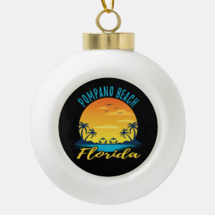 Pompano Beach Florida Palm Tree Beach Keramik Kugel-Ornament