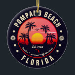 Pompano Beach Florida Retro Sunset Souvenir Keramik Ornament<br><div class="desc">Pompano Beach Florida Retro Sunset Souvenir. Diese Pompano Beach Florida - City Location Template mit Ihrem Lieblings-amerikanischen Strand und Meer, geeignet für die USA Beach Liebhaber vor allem, die Liebe Beach. Einfaches Design, das als Sommerausflug oder Geburtstagsgeschenk für den besten Freund, Freund oder Vater, der auch Lieben Strand. Sie können...</div>