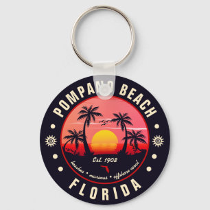Pompano Beach Florida Retro Sunset Souvenir Schlüsselanhänger