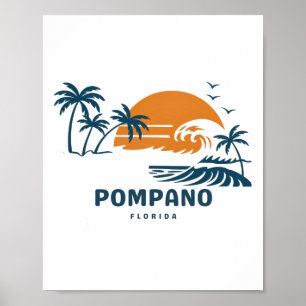Pompano Beach Florida Sommerurlaub Vintage 70er Poster