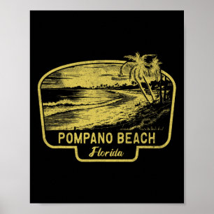 Pompano Beach Florida Strand Surf Vintage Blau Poster