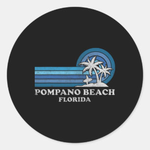 Pompano Beach Florida Vintager Familienurlaub Runder Aufkleber