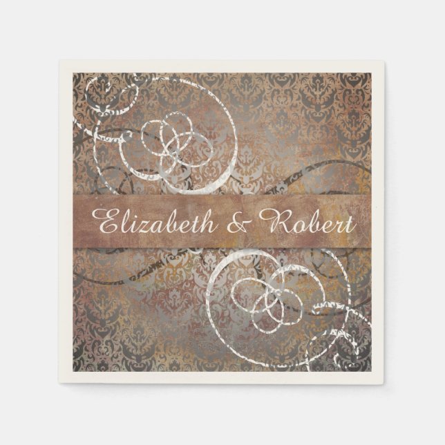 Pompei Damask Elegante Hochzeit der antiken Toskan Serviette (Vorderseite)