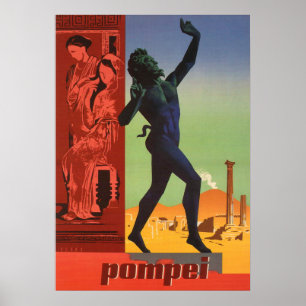 Pompei, Italien Vintage Travel Poster