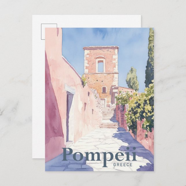Pompeii Griechenland Wasserfarben Postkarte (Vorne/Hinten)