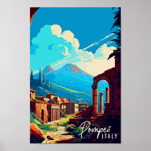 Pompeii Italien Vintage Reise Illustration Poster